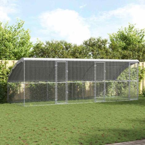 Vidaxl – Cage à poules 3 pcs en acier galvanisé – Dimensions 600 x 200 x 200 cm – Résistante aux intempéries – Système de loquet verrouillable (1/5)