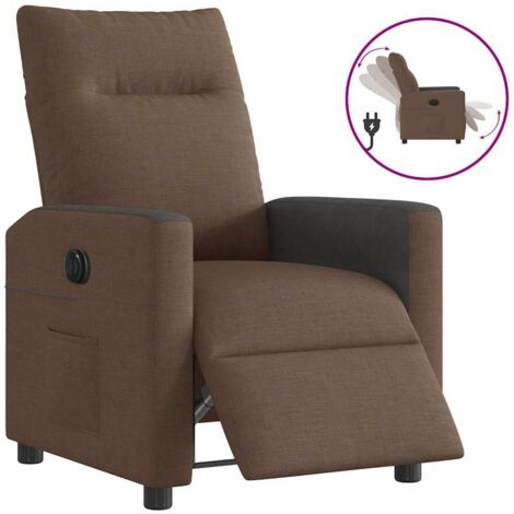 vidaXL Fauteuil inclinable électrique Marron Tissu