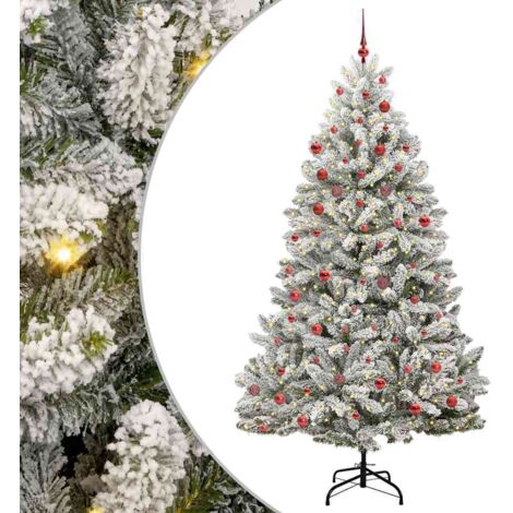 Sapin de Noël artificiel Vert et blanc 210 cm PVC et métal vidaXL