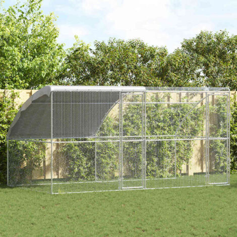 vidaXL Chicken Cage 2 pcs Silver 400 x 200 x 200 cm Steel and PE (1/5)