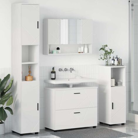Ensemble de mobilier de salle de bain avec tiroir 4 pcs Blanc vidaXL (1/5)