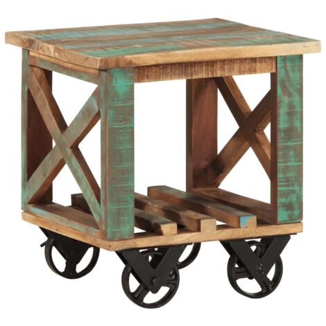 vidaXL Table d'appoint avec roulettes 40x40x42 cm Bois de récupération (1/5)