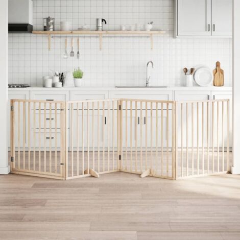 Barrière pour chiens avec porte 4 panneaux bois de peuplier vidaXL