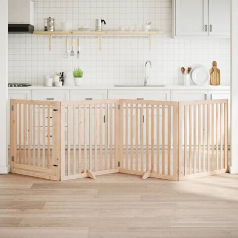 Barrière pour chiens avec porte 4 panneaux bois de peuplier vidaXL