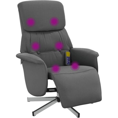 vidaXL Fauteuil inclinable de massage et repose-pieds gris foncé tissu (1/5)