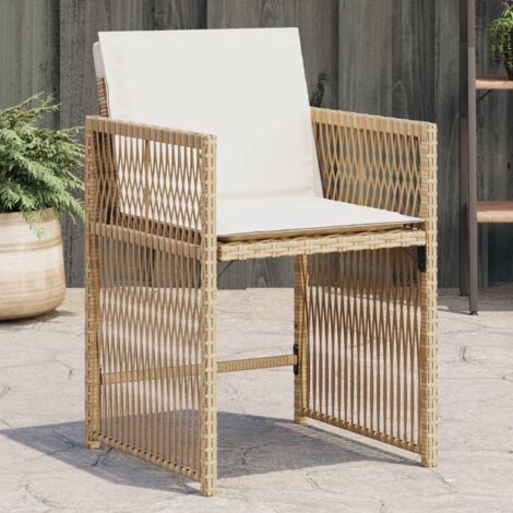 vidaXL Chaises de jardin avec coussins lot de 4 beige résine tressée (1/5)