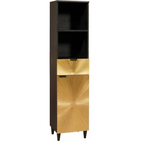 Cabinet de salle de bain avec porte Noir et or 38 x 33 x 160 cm vidaXL (1/5)