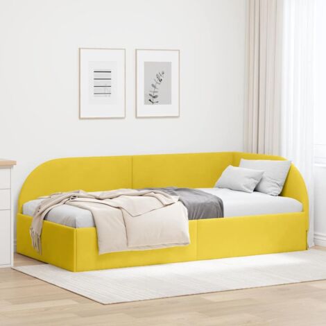 vidaXL Cadre de lit d'angle Jaune 90 cm x 190 cm Velours (1/5)
