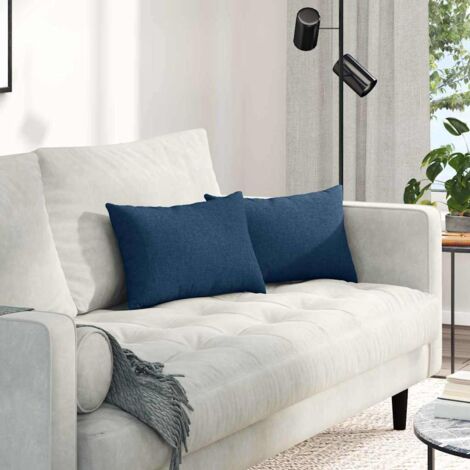 vidaXL Coussins de canapé 2 pcs Bleu 50 x 30 cm tissu