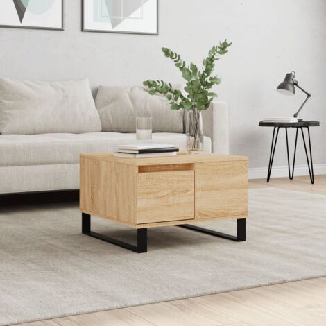 Vidaxl – Table basse fixe en bois d'ingénierie – Dimensions 55x55x36,5 cm – Surface lisse et résistante à l'humidité – Tiroir de rangement