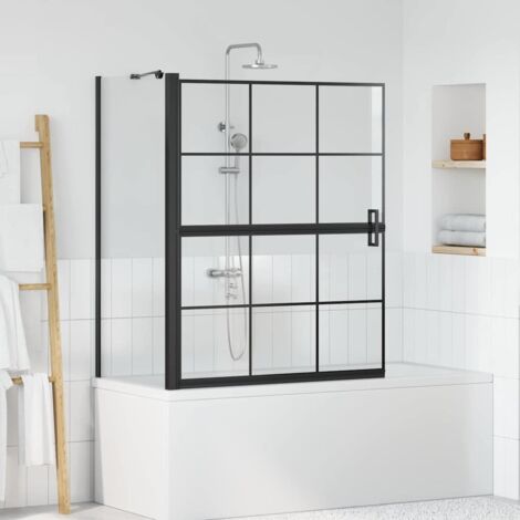 vidaXL Écran de douche de bain Noir et Transparent 100 x 68 x 128 cm