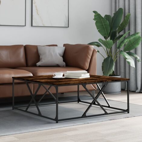 Table basse chêne fumé 100x100x40 cm bois d'ingénierie vidaXL