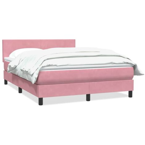 vidaXL Sommier à lattes de lit avec matelas rose 140x220 cm velours