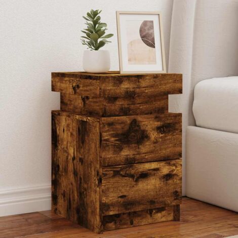 Tables de chevet avec lumières LED 2 pcs chêne fumé 35x39x55 cm vidaXL