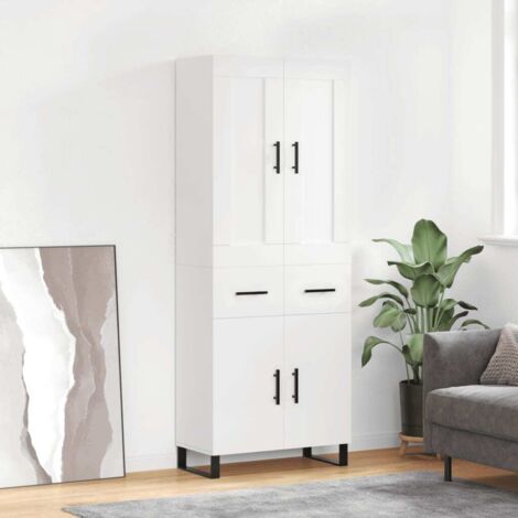 Buffet haut Blanc 69,5x34x180 cm Bois d'ingénierie