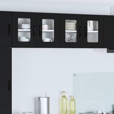 vidaXL Cabinet en verre mural LUCCA 2 pcs Noir 60 x 31 x 40 cm