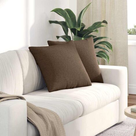 vidaXL Coussins de canapé 2 pcs Marron 50 x 50 cm tissu