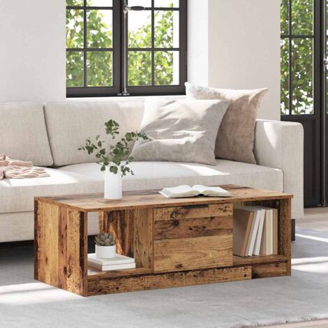 Vidaxl – Table basse fixe en bois d'ingénierie 102 x 50 x 36 cm – Design minimaliste avec tiroir de rangement – Idéale pour salon moderne