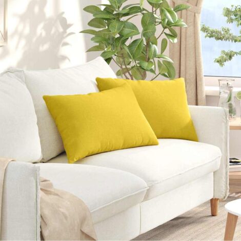 vidaXL  Sofa Pillows  2 pcs Light Yellow 60 x 40 cm Fabric