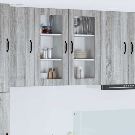 vidaXL Cabinet en verre mural LUCCA Sonoma gris 40 x 31 x 80 cm