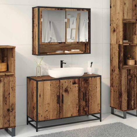 Meuble de Lavabo de Salle de Bain Bois ancien 90 x 33 x 60 cm vidaXL (1/5)