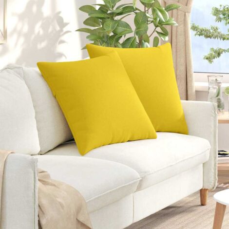 vidaXL Sofa Pillows 2 pcs Light Yellow 80 x 80 cm Fabric