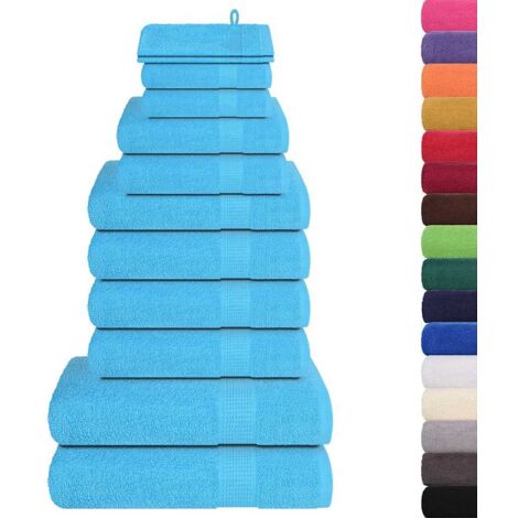 Ensemble de serviettes FROGN 12 pcs turquoise 360 g/m² vidaXL