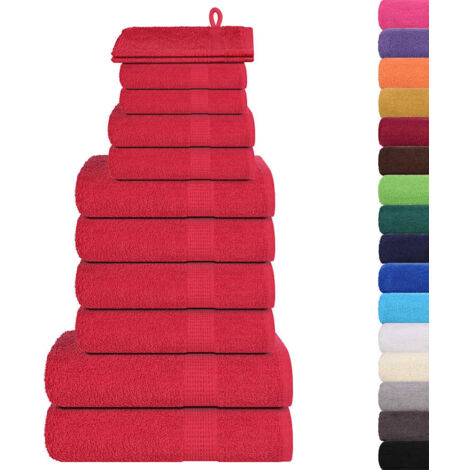 Ensemble de serviettes 12 pcs rouge 360 g/m² 100% coton vidaXL