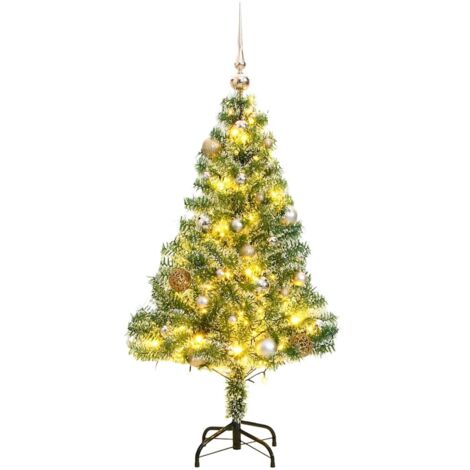 Sapin de Noël artificiel 150 LED&boules&neige floquée 120 cm vidaXL (1/5)