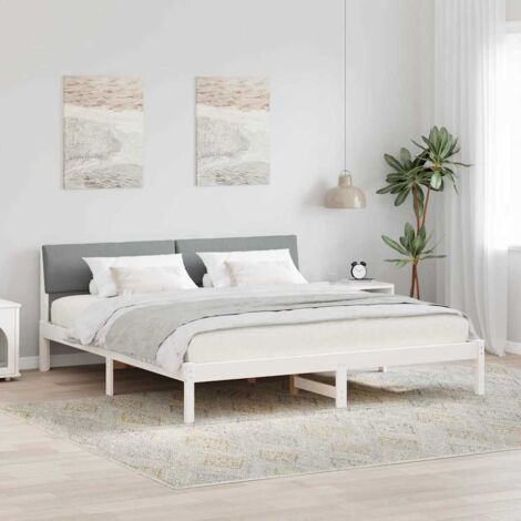 Cadre de lit avec tête de lit Blanc et gris clair 180 x 200 cm vidaXL (1/5)