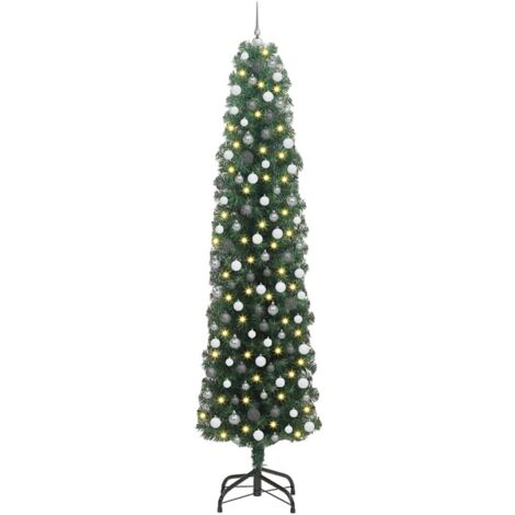 vidaXL Sapin de Noël artificiel Vert 240 cm PVC et acier et plastique