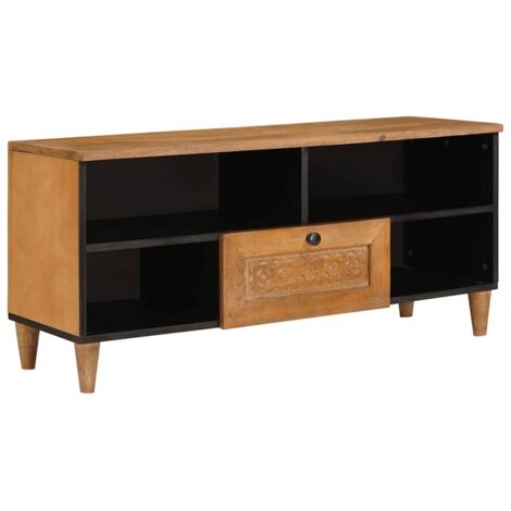 Meuble TV Marron clair 105 x 33 x 46 cm bois de manguier massif vidaXL (1/5)