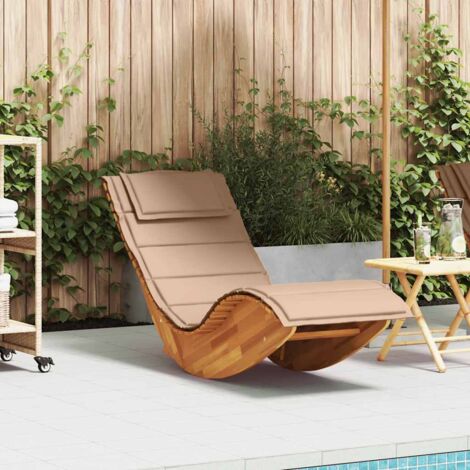 Vidaxl – Transat à bascule en bois d'acacia – Coussin épais – Conception ergonomique – Résistant aux intempéries – Idéal pour extérieur