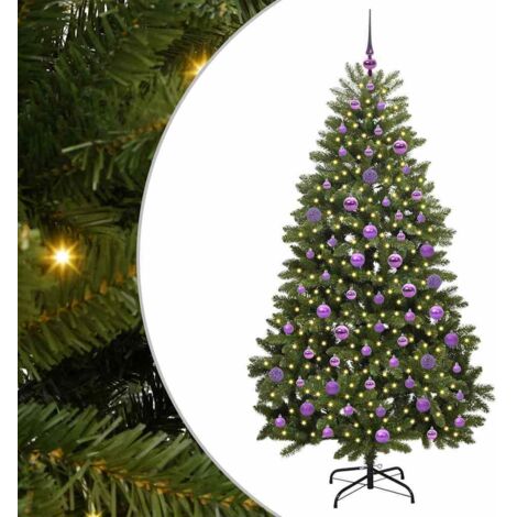 Sapin de Noël artificiel avec 300 LED Vert 180 cm PVC et métal vidaXL