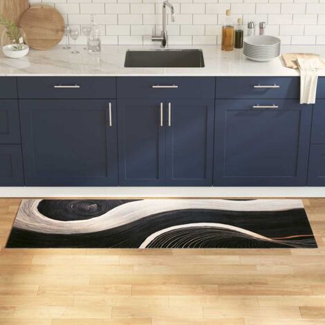 Tapis de Cuisine Art déco Noir 180 x 60 cm Velours vidaXL (1/5)