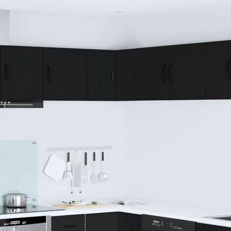 vidaXL Cabinet d'angle mural LUCCA Noir 57 x 57 x 40 cm