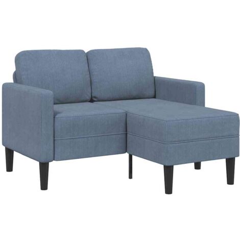 Vidaxl – Canapé 2 places convertible en L bleu 125 cm – Lin respirant – Cadre robuste en métal et bois – Confort optimal avec méridienne intégrée