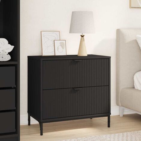 vidaXL Table de chevet Noir 63,5 x 36 x 61 cm Bois d'ingénierie (1/5)