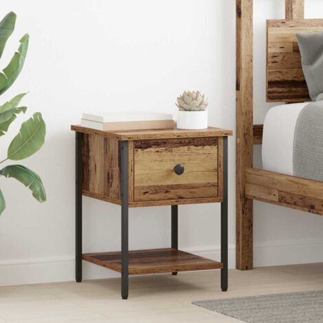 Vidaxl – Table de chevet 2 pcs en bois d'ingénierie – Dimensions 34 x 35.5 x 45 cm – Finition mate – Pieds en acier pour stabilité