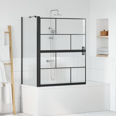 vidaXL Écran de douche de bain Noir et Transparent 100 x 68 x 128 cm (1/5)