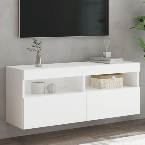 Meuble TV mural avec lumières LED blanc 100x30x40 cm vidaXL (1/5)