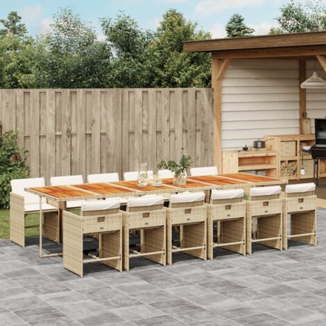 Ensemble à manger de jardin et coussins 13 pcs beige vidaXL