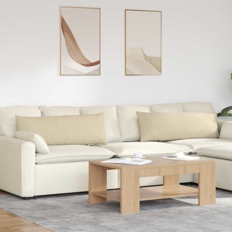 vidaXL Coussins de canapé 2 pcs Crème 120 x 40 cm tissu