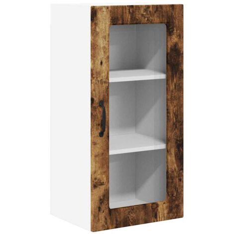 vidaXL Cabinet en verre mural LUCCA Chêne fumé 40 x 31 x 80 cm