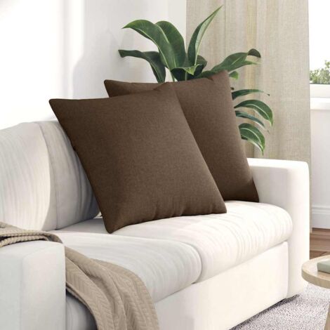 vidaXL Coussins de canapé 2 pcs Marron 60 x 60 cm tissu