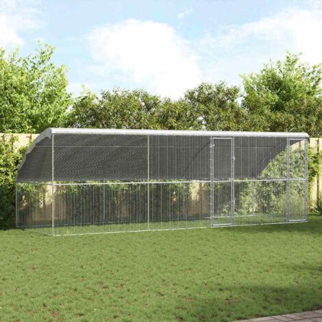 vidaXL Cage à poules Argent 600 x 200 x 198.5 cm Acier galvanisé