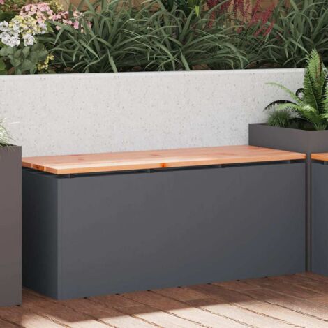 Vidaxl – Banc de jardin anthracite 100 x 40 x 43 cm – Acier et bois de Douglas massif – Traitement vernis pour extérieur – Assemblage requis (1/5)