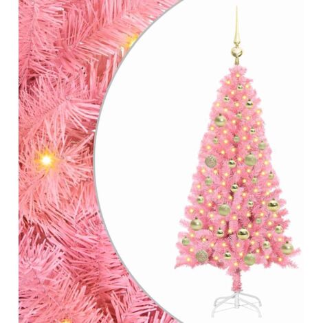 Sapin de Noël avec 150 LED avec support Rose 120 cm PVC vidaXL