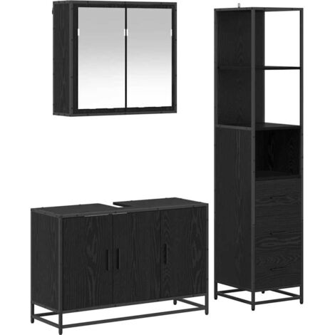 vidaXL Ensemble de mobilier de salle de bain 3 pcs Chêne noir (1/5)