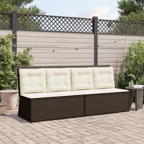 Banc de jardin avec coussin Marron Poly rotin vidaXL (1/5)